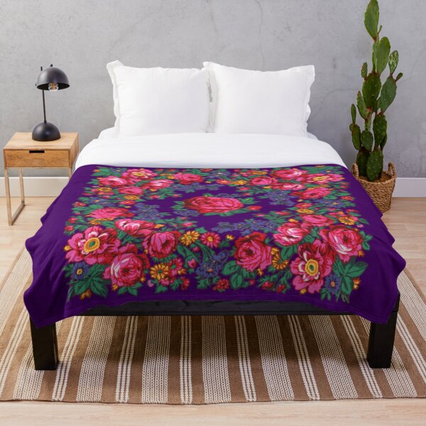 Aperçu de l'œuvre Violet foncé / rose thé rose imprimé floral indigène créée et vendue par JMWCD.