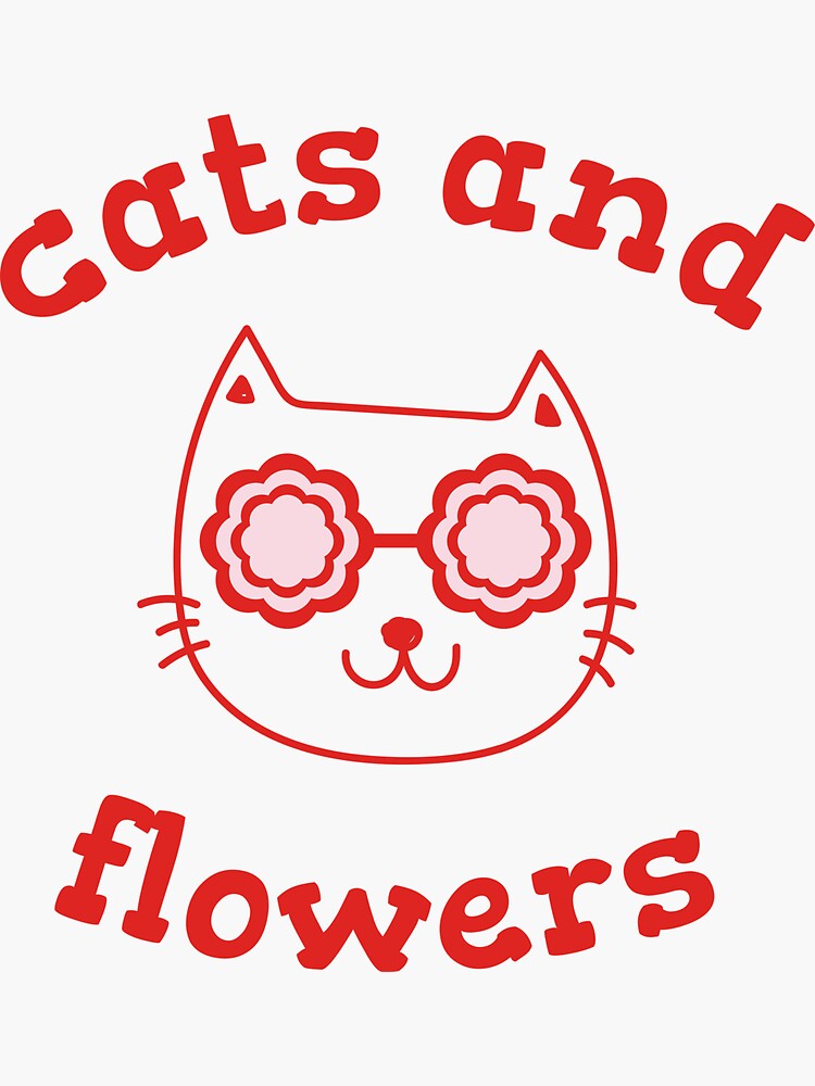 "CATS AND FLOWERS" Sticker for Sale by tanyareey Redbubble