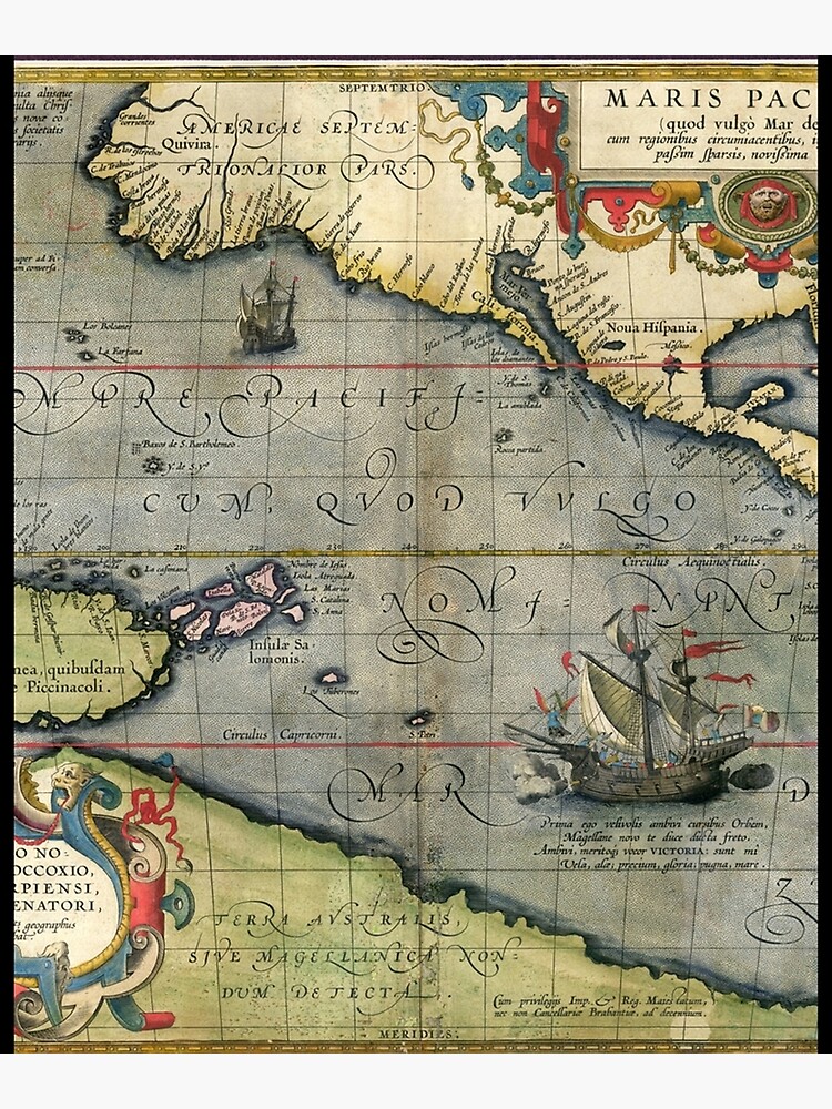 Disover The Pacific Ocean 1589 Graphic Premium Matte Vertical Poster