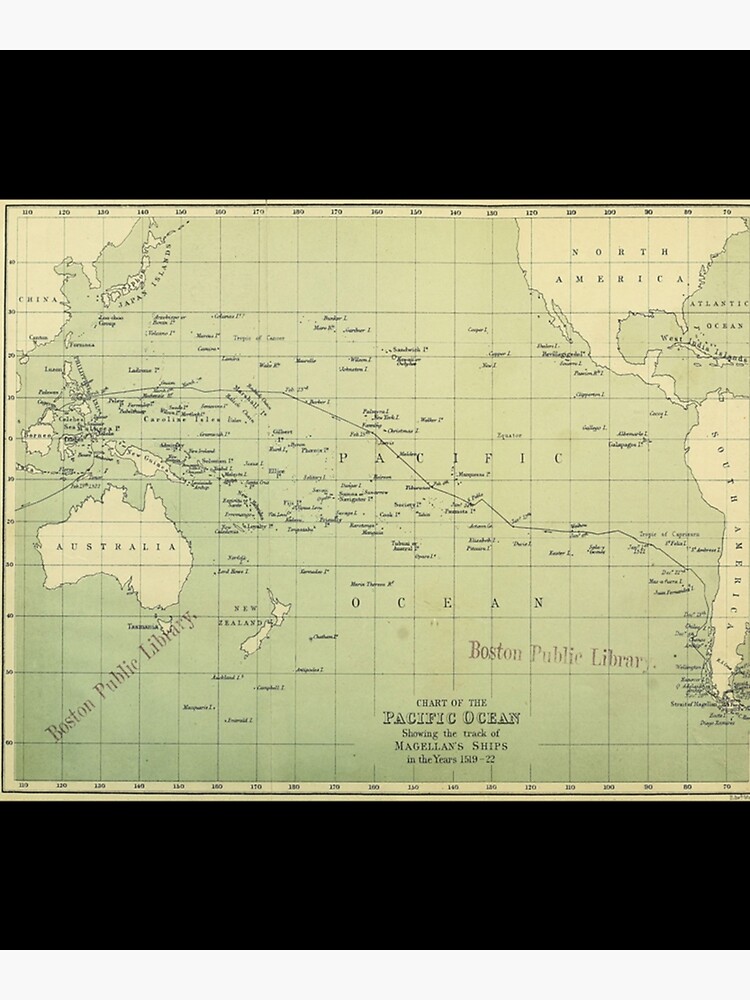 Disover Vintage Map of The Pacific Ocean (1874) Premium Matte Vertical Poster