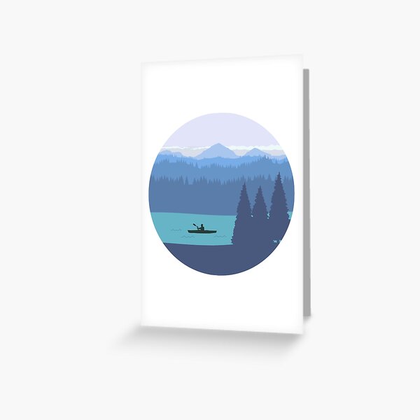 Item preview, Kayak, forest and mountains designed and sold by hearthewild.