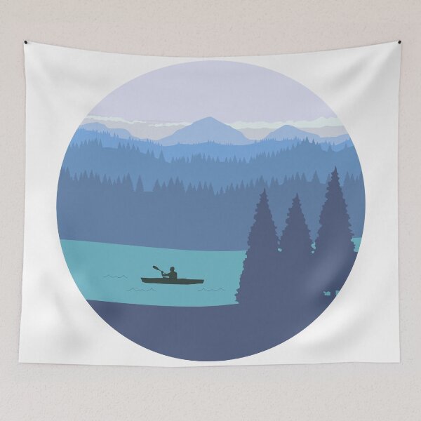 Item preview, Kayak, forest and mountains designed and sold by hearthewild.