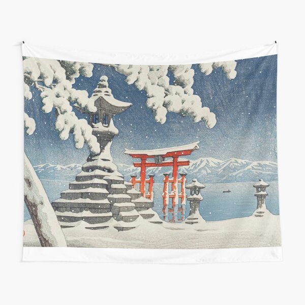 Japanese Print - The red torii - Kawase Hasui - 1932 Tapestry