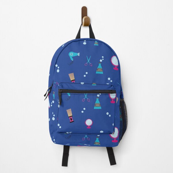 Item preview, Colorful print of hairdressing stuff with blue background designed and sold by Martapp.