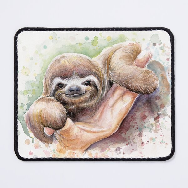Item preview, Baby Sloth Watercolor Painting, Cute Baby Animals Print designed and sold by Olga Shvartsur.