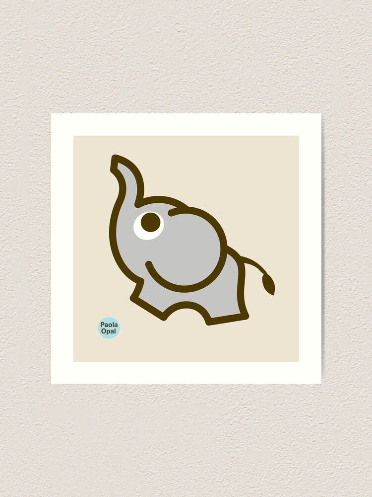 Thumbnail 1 of 3, Art Print, Ollie the elephant from the Simply Small Series designed and sold by PaolaOpal.