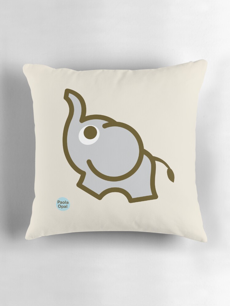 Thumbnail 3 of 4, Pillow, Ollie the elephant from the Simply Small Series designed and sold by PaolaOpal.
