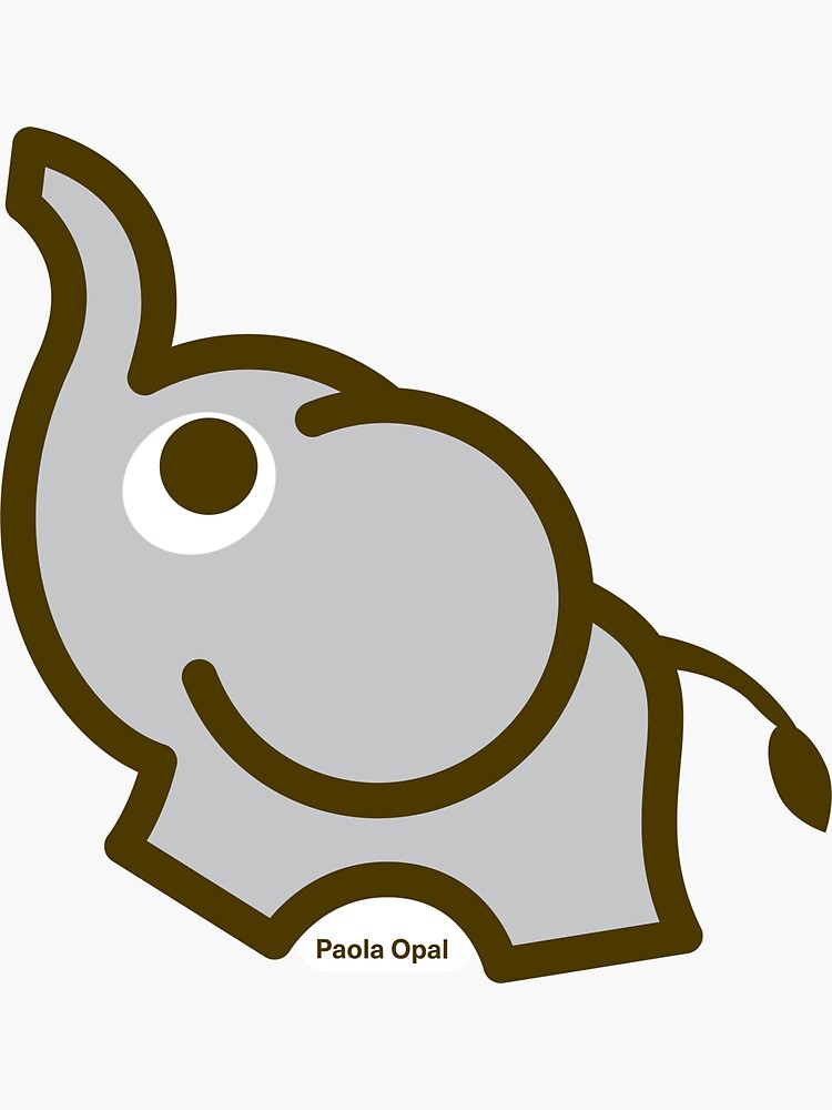 Thumbnail 3 of 3, Sticker, Ollie the elephant from the Simply Small Series designed and sold by PaolaOpal.