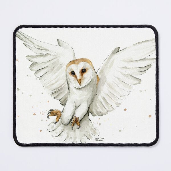 Item preview, Barn Owl Flying Watercolor designed and sold by Olga Shvartsur.