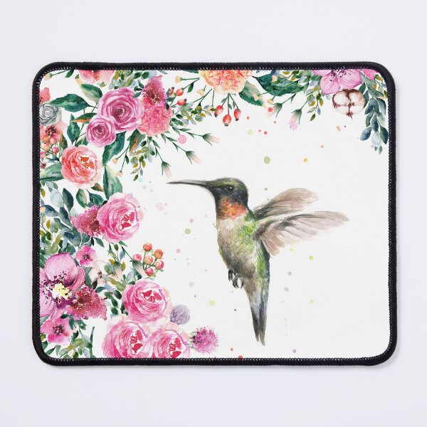 Item preview, Hummingbird and Flowers Watercolor designed and sold by Olga Shvartsur.