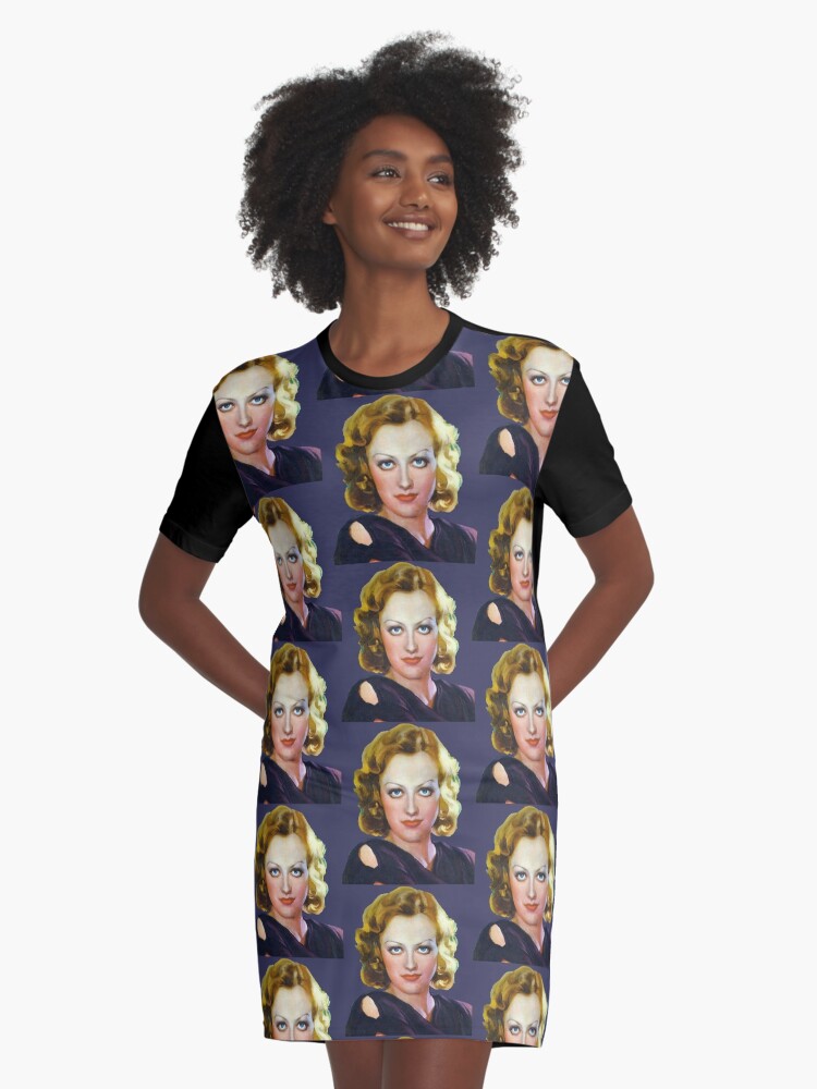 JOAN CRAWFORD Big Blue Eyes Graphic T Shirt Dress