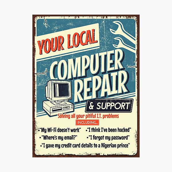 Item preview, Tech Support Computer Repair Vintage Poster Funny designed and sold by Nerd Shizzle.