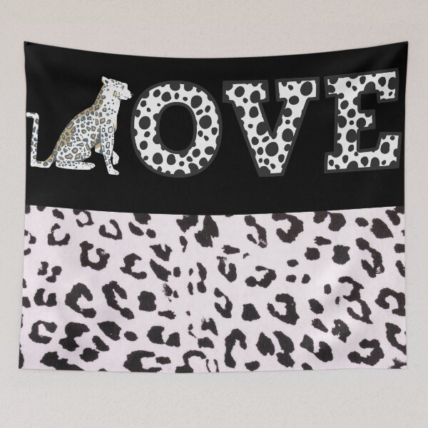 Item preview, White And Black Cheetah Print Print Love Typography - Cute Adorable Cheetah designed and sold by adoredigitals.