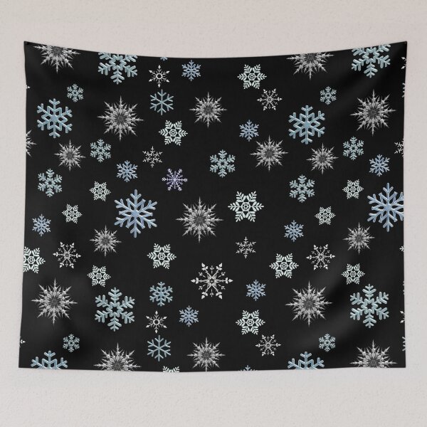 Item preview, Snowflakes on black background, regular grid. designed and sold by imyournightmare.