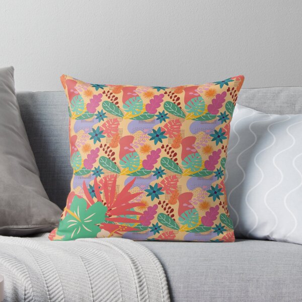 Tropical Cute Flowers Throw Pillow