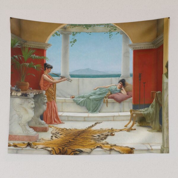 Item preview, The Sweet Siesta Of A Summer Day "Girls with a beautiful transparent Summer pink  and green Dress" John William Godward designed and sold by TeeARTHY.