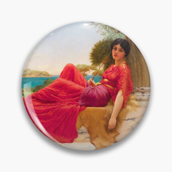 Item preview,  Leaning Against A Column "Girl with a beautiful transparent Summer red Dress" John William Godward designed and sold by TeeARTHY.