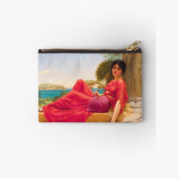 Item preview,  Leaning Against A Column "Girl with a beautiful transparent Summer red Dress" John William Godward designed and sold by TeeARTHY.