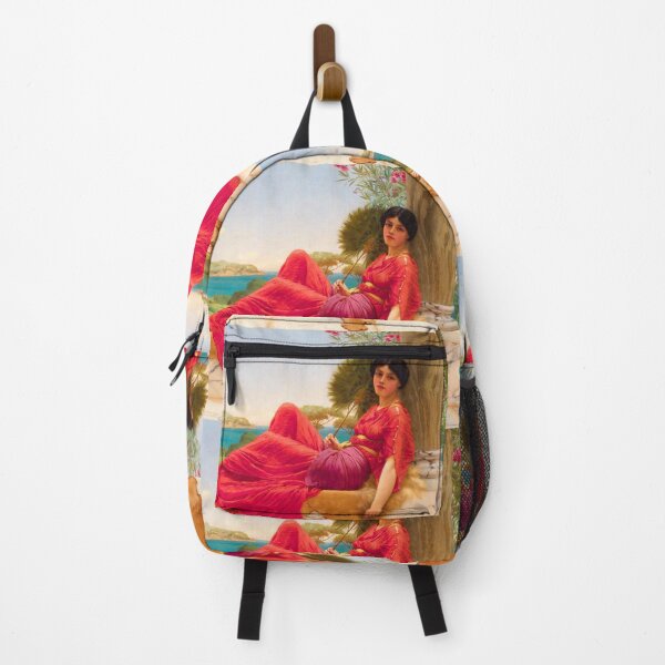 Item preview,  Leaning Against A Column "Girl with a beautiful transparent Summer red Dress" John William Godward designed and sold by TeeARTHY.