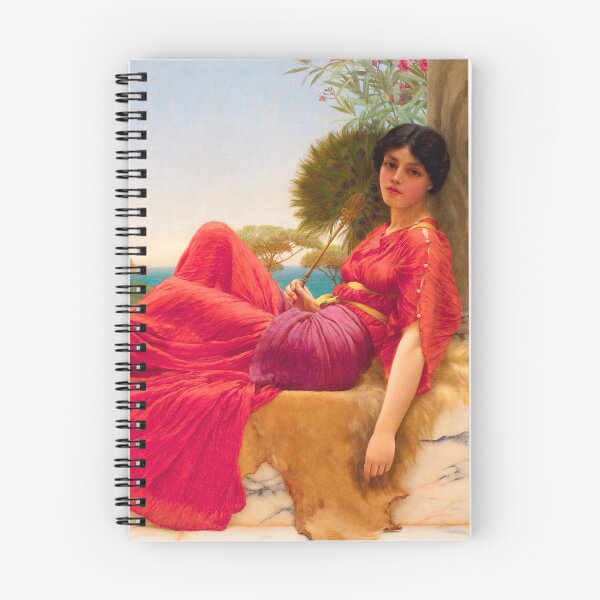 Item preview,  Leaning Against A Column "Girl with a beautiful transparent Summer red Dress" John William Godward designed and sold by TeeARTHY.