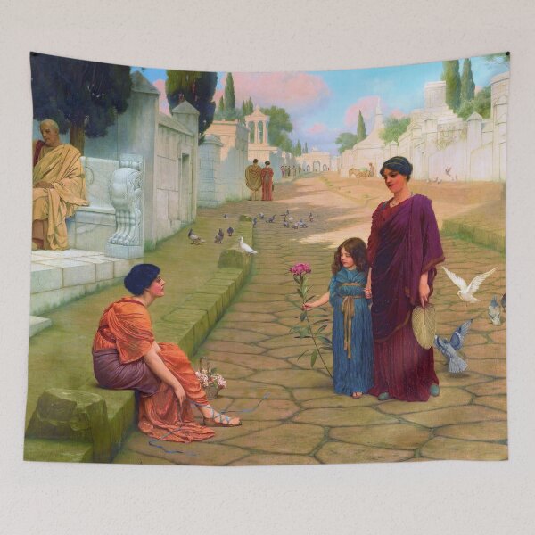Item preview, Outside The Gate Of Pompeii  The Flower Girl "Girl with a beautiful transparent Summer orange Dress" John William Godward designed and sold by TeeARTHY.