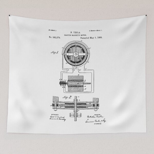 Item preview, Tesla Electro Magnetic Motor Patent Nikola Tesla invention designed and sold by anodyle.
