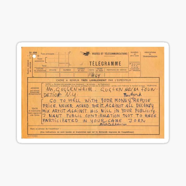 Item preview, REJECTION: Asger Jorn's Telegram to Mr. Guggenheim designed and sold by ToyoYukimura.