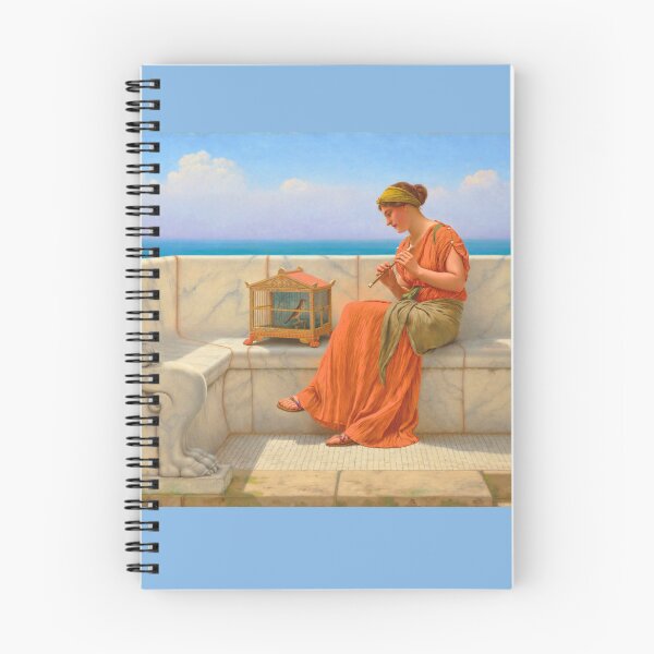 Item preview, Songs without Words ,girl playing flute "Girl with a beautiful transparent Summer  orange Dress" John William Godward designed and sold by TeeARTHY.