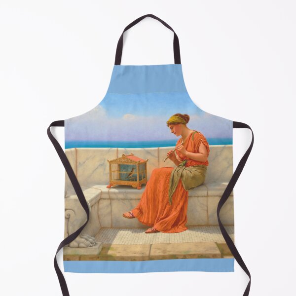 Item preview, Songs without Words ,girl playing flute "Girl with a beautiful transparent Summer orange Dress" John William Godward designed and sold by TeeARTHY.