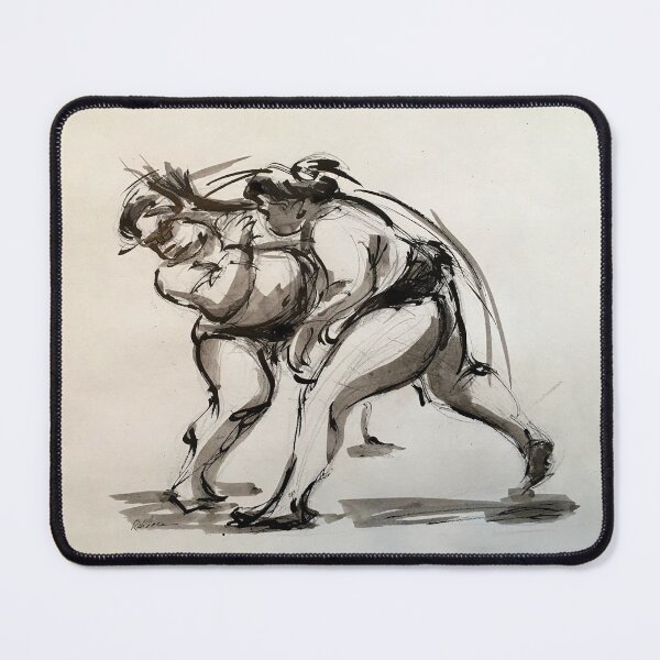 Item preview, Sumo #22 - Sumo wrestlers ink wash painting on vintage paper designed and sold by Rebecca Rees.