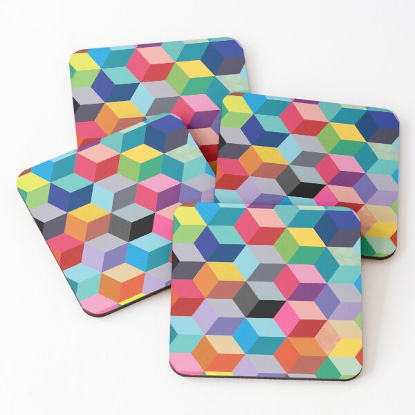 Item preview, Geometric rainbow cubes designed and sold by creativemonsoon.