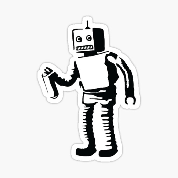 Item preview, Banksy Inspired Spray Painting Robot Graffiti designed and sold by ThatMerchStore.