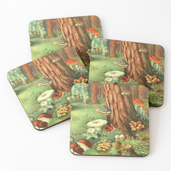 Retro Enchanted Mushrooms Coasters (Set of 4)