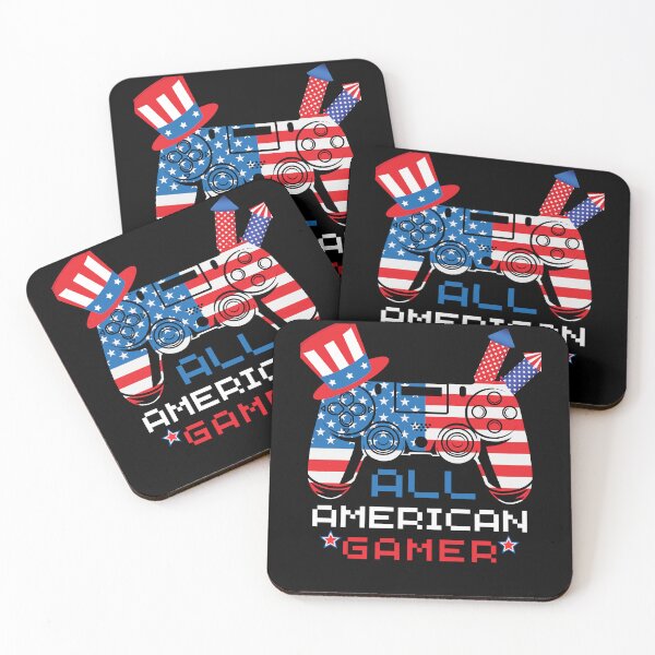 Item preview, All American gamer American console Flag Gamer 4th of July Video Game Essential T-Shirt designed and sold by POPLIN ⭐ ⭐ ⭐ ⭐ ⭐.
