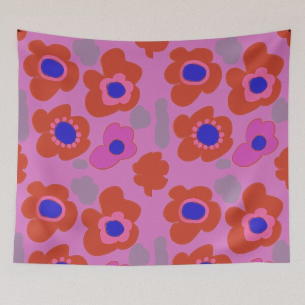 Aperçu de l'œuvre Motif de fleur de pavot rouge sur rose créée et vendue par PeckoBird.