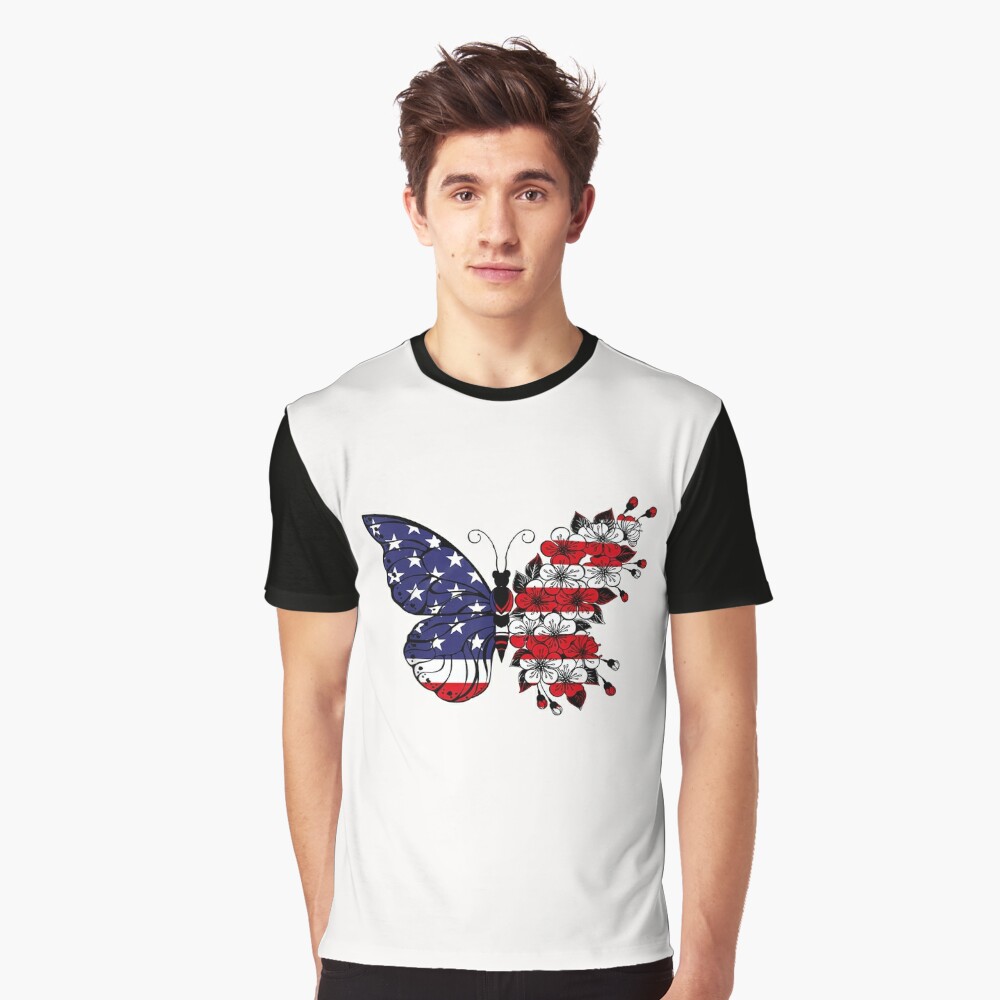  Butterflies - Custom 4th of July T Shirts & Jerseys - Patriotic  American Flag Baseball Raglans : Clothing, Shoes & Jewelry