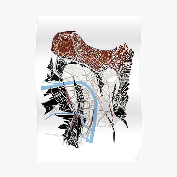 Basel Citymap Artwork | LADY IN RED Poster