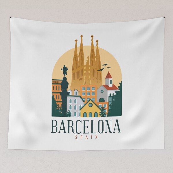 Artikelvorschau, Barcelona Katalonien Spanien Skyline Sagrada Familia entworfen und verkauft von Hoiho Adventure Shirts.