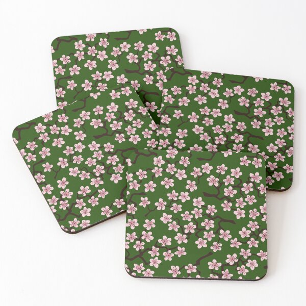 Item preview, JAPANESE FLOWERS Wild Sakura Roses Kimono Green Pink designed and sold by gani-75.