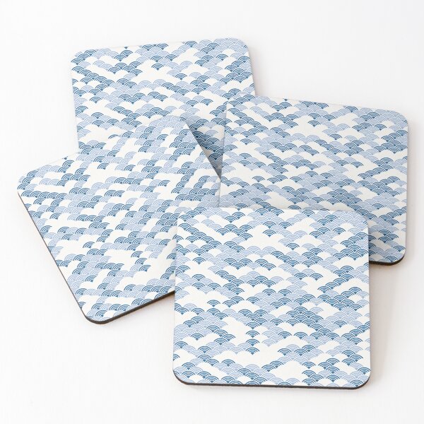 Item preview, Japanese Seigaiha Pattern Kimono White Blue designed and sold by gani-75.