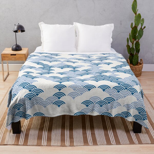 Item preview, Japanese Seigaiha Pattern Kimono White Blue designed and sold by gani-75.