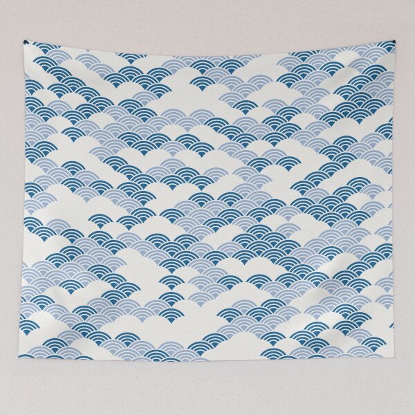 Item preview, Japanese Seigaiha Pattern Kimono White Blue designed and sold by gani-75.