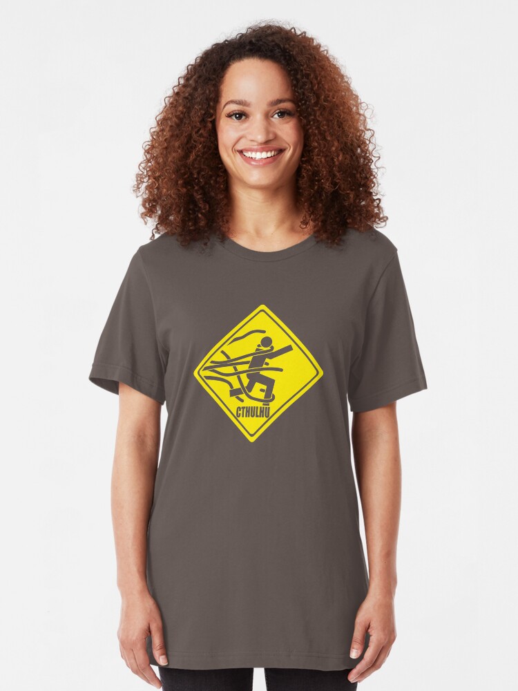 Alternate view of Warning: Cthulhu Slim Fit T-Shirt