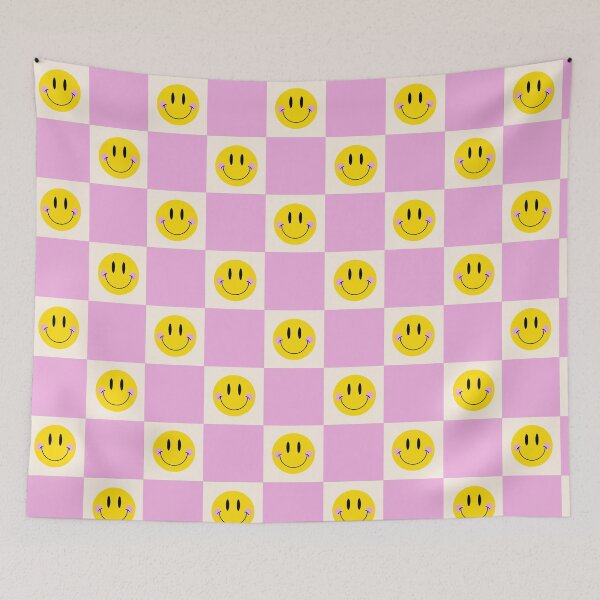 Item preview, Smiley Pastel Checkered Pattern in Pink designed and sold by groovyfolk.