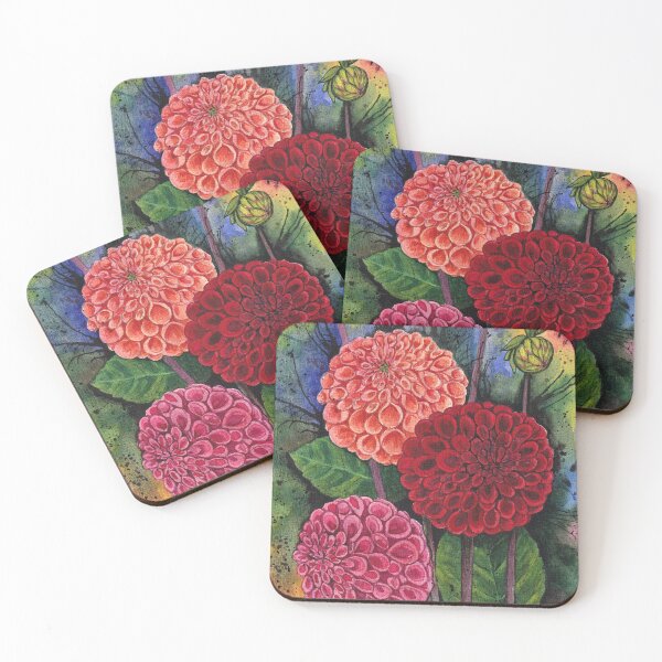 Item preview, Colourful Dahlias Watercolour Artwork designed and sold by Oirabot.