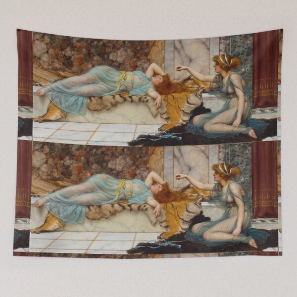 Item preview, Mischief and Repose (1895) ,girls playing  "Girl with a beautiful transparent Summer   Dress" John William Godward designed and sold by TeeARTHY.