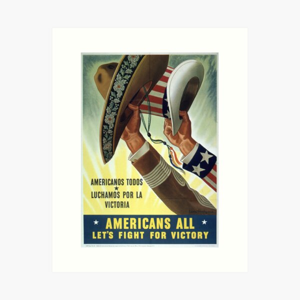Vista previa del artículo con la obra «Americans All - Let's Fight for Victory (Americanos Todos Luchamos por la Victoria)», diseñado y vendido por Shalone Cason.