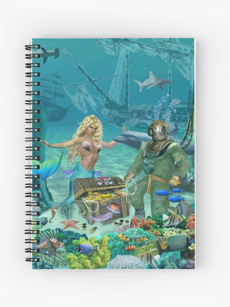 Mermaid Seascape Watercolor Journal Art Notebook Notebook - Ruled Line