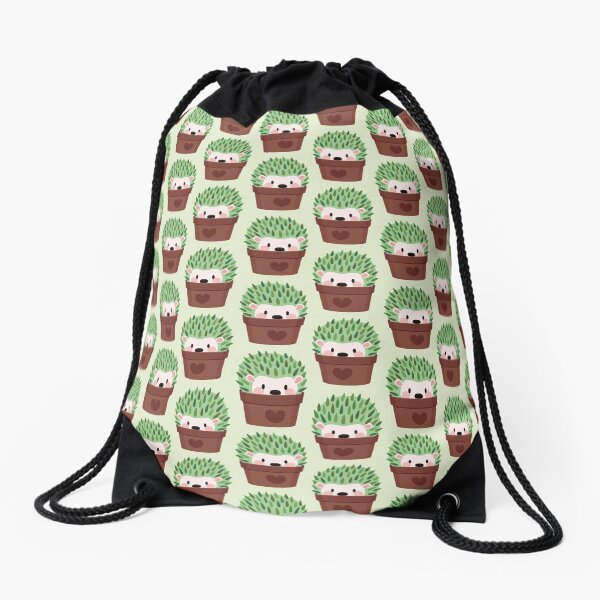 Hedgehogs disguised as cactuses Drawstring Bag