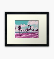 Vaporwave Sea Side Road Framed Print